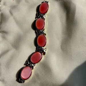 Vintage VTG Coro Lucite Bracelet pink Moonglow Thermoset style Chunky Signed